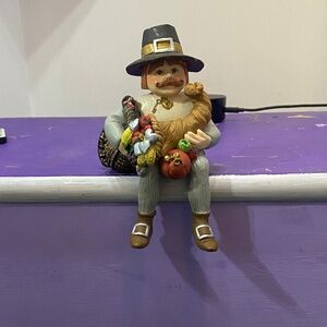Thanksgiving Pilgrim Figurine with Harvest Accents
